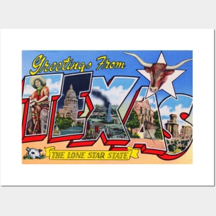 Greetings from Texas, the Lone Star State - Vintage Large Letter Postcard Posters and Art